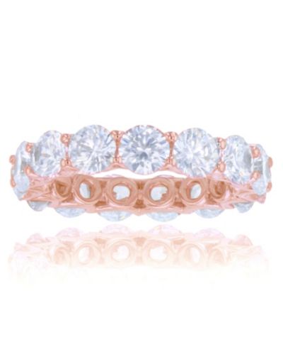 White Cubic Zirconias Eternity Band in 14k Rose Gold Plated Sterling Silver