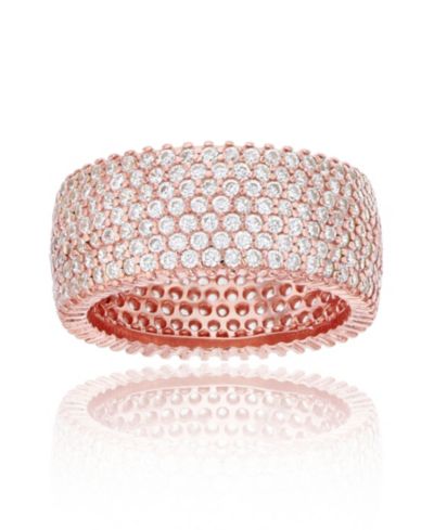 Белое кольцо с муляжем кубического циркония Micropave Multi Row Eternity Band в 14K Rose, 14K Yellow, Black или Rhodium Plated Sterling Silver