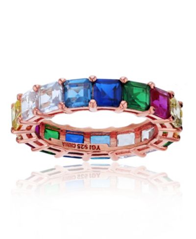 Кольцо Macy's с кубическим цирконием Rainbow Princess Cut в позолоченном стерлинговом серебре 14k Rose Gold