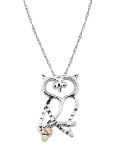 Подвеска-сова из стерлингового серебра с 12K Rose and Green Gold