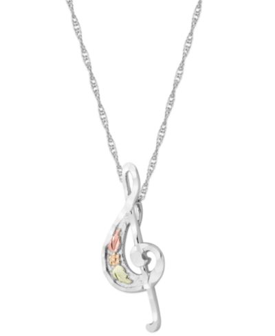 Подвеска Treble Clef из стерлингового серебра с 12k Rose и Green Gold