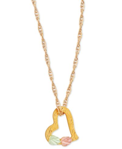 Floating Heart Pendant in 10k Yellow Gold with 12k Rose and Green Gold