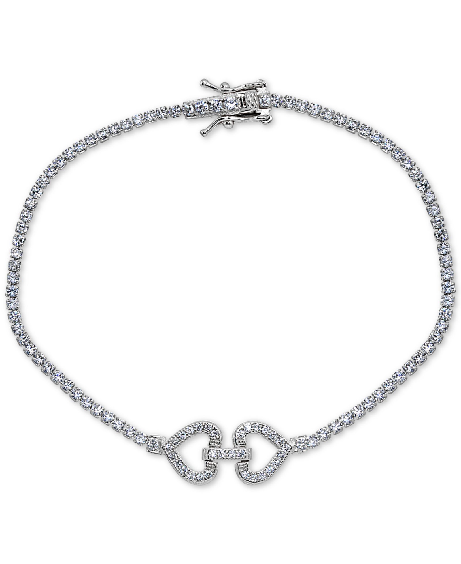 Браслет Giani Bernini Cubic Zirconia Double Heart Tennis in Sterling Silver