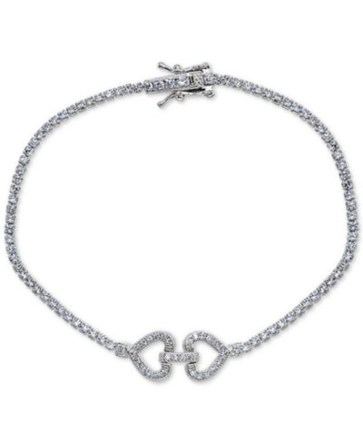 Браслет Giani Bernini Cubic Zirconia Double Heart Tennis in Sterling Silver