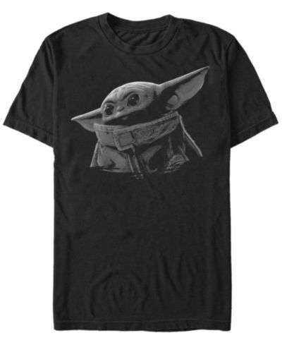 Star Wars Мужская футболка The Mandalorian The Child, Grayscale Portrait, с коротким рукавом