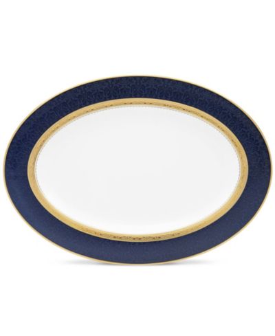 Noritake Odessa Cobalt Gold Oval Platter, 14"