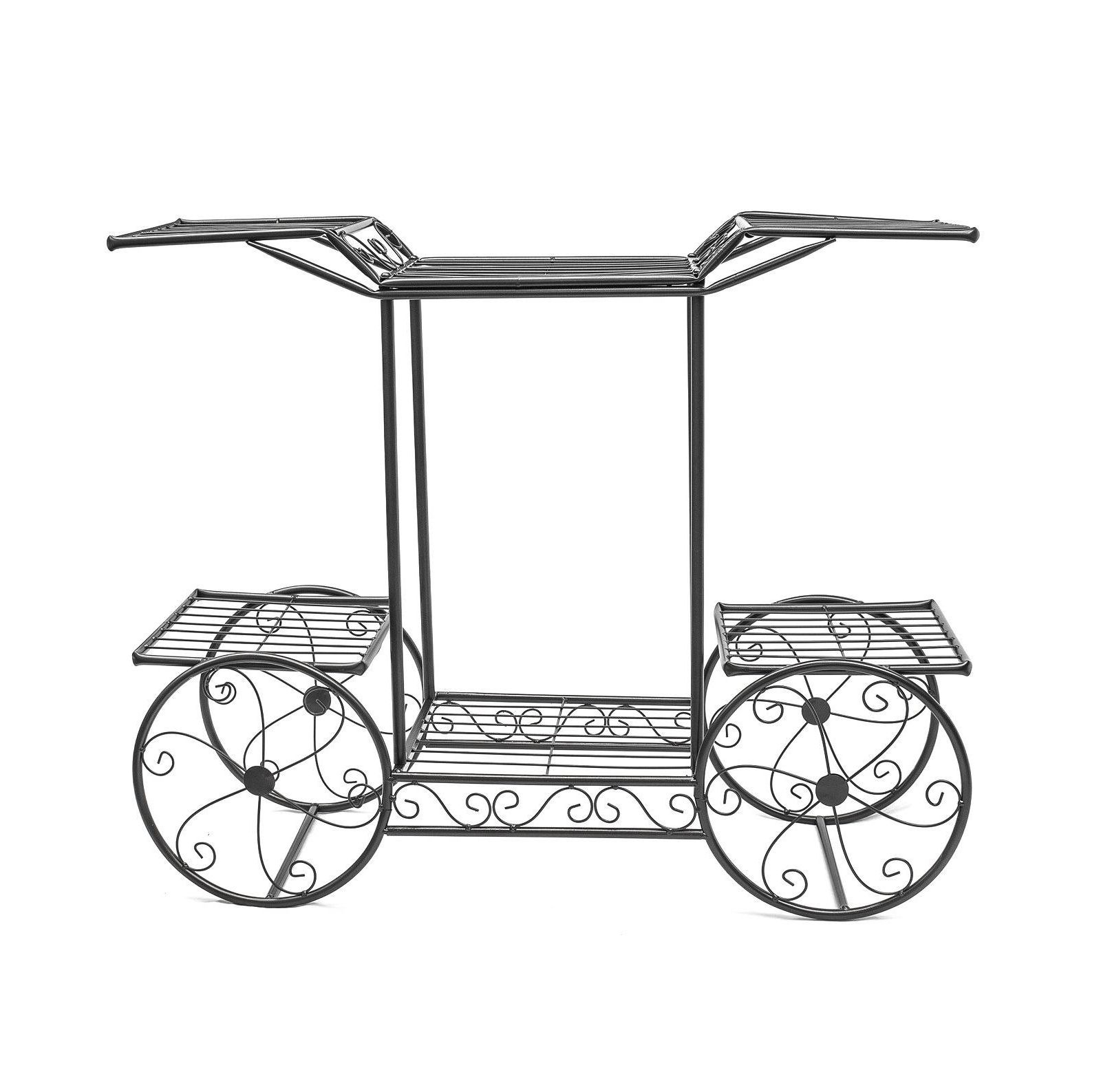 Sorbus Flower Cart Pot Display Rack - Black