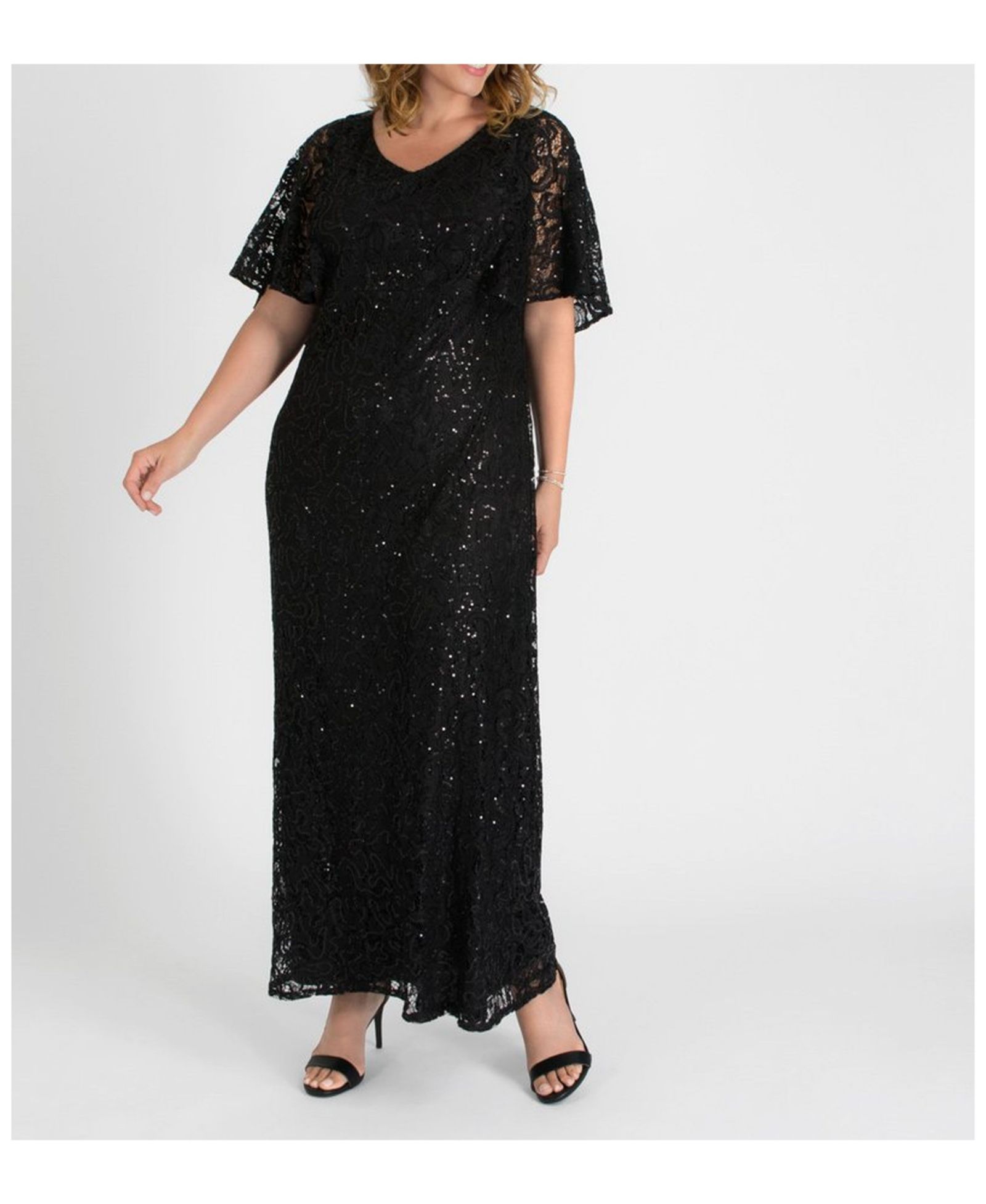 Kiyonna вечернее платье Celestial Cape Sleeve Sequined Lace, Женский Plus Size