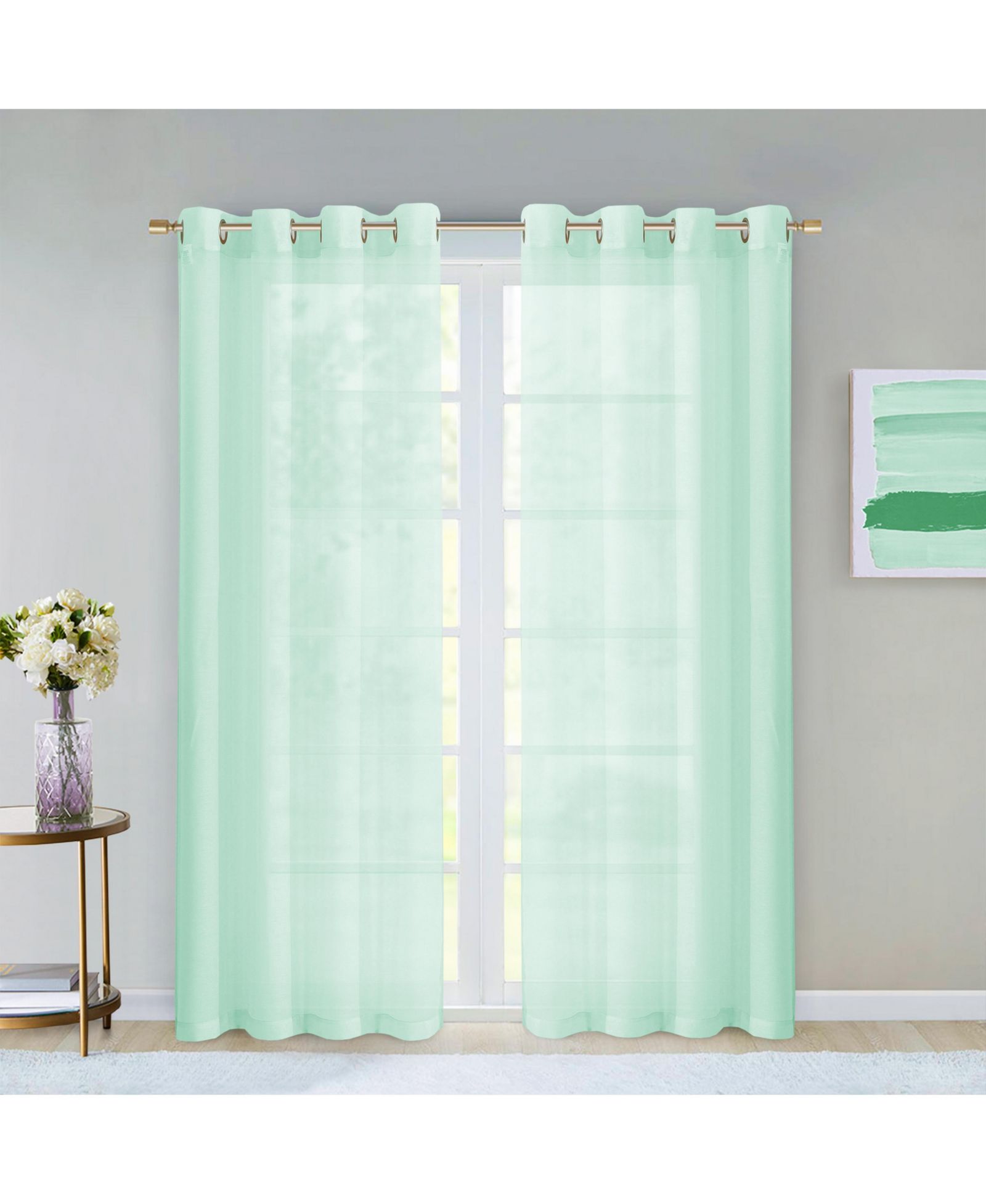 Dainty Home Malibu Linen Look Sheer Grommet Window Panel, 110" x 84"