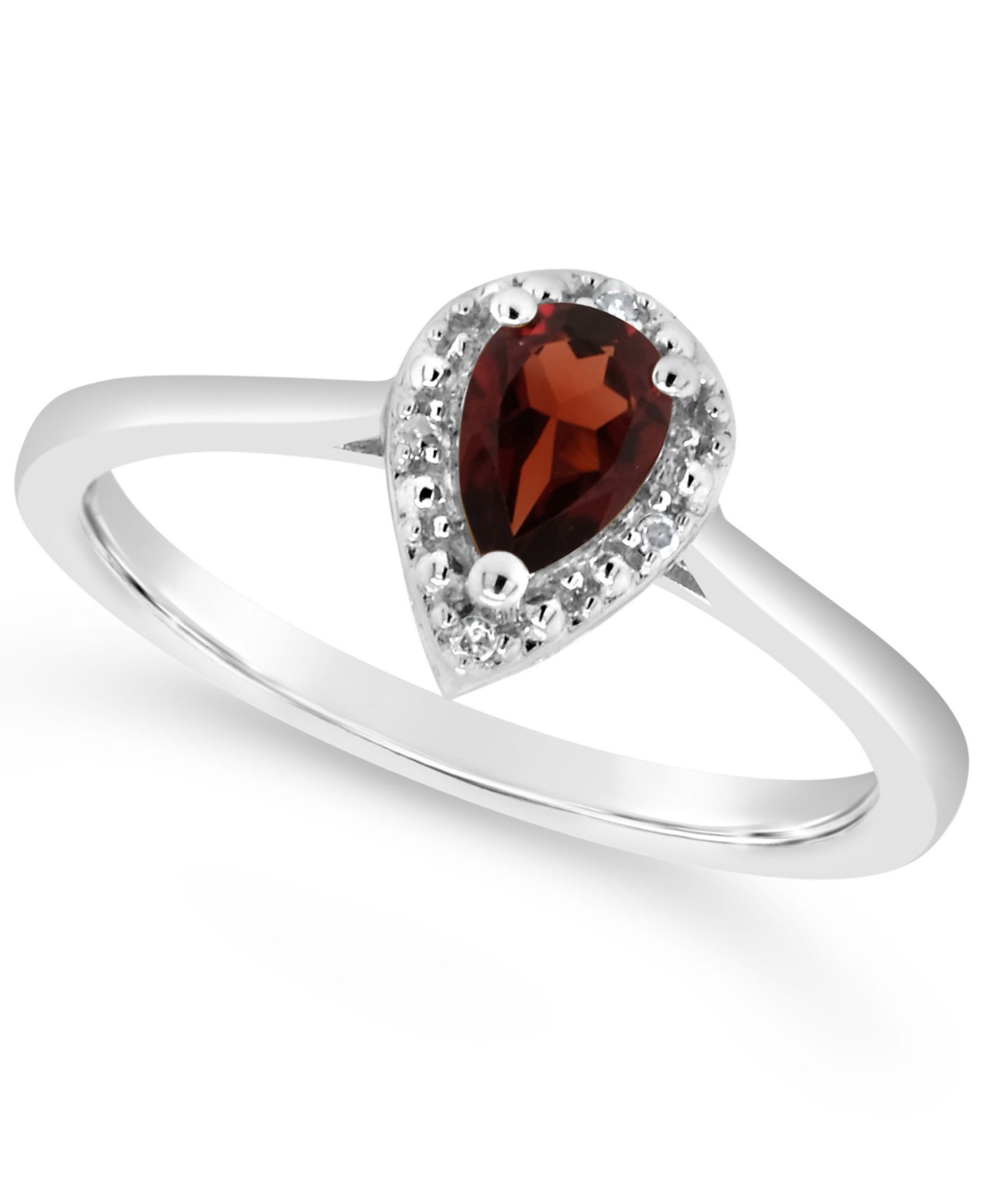 Кольцо с гранатом (3/8 ct. t.w.) и бриллиантовыми акцентами из стерлингового серебра
