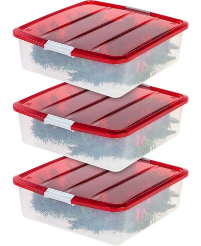 Коробка для хранения IRIS Holiday Wreath, 33 Qt., 3-pack