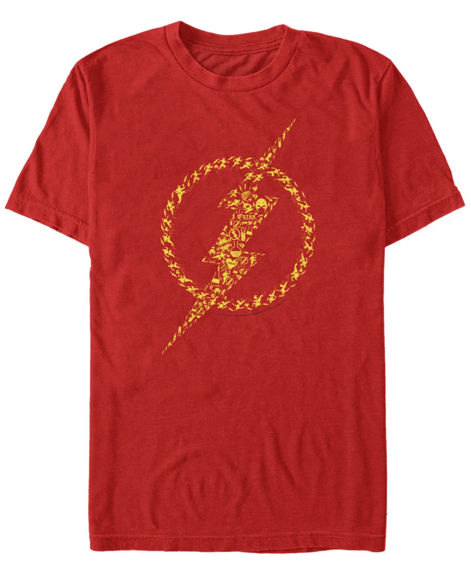Fifth Sun DC Men's The Flash Icon Filled Lightning Bolt Logo Short Sleeve T-Shirt