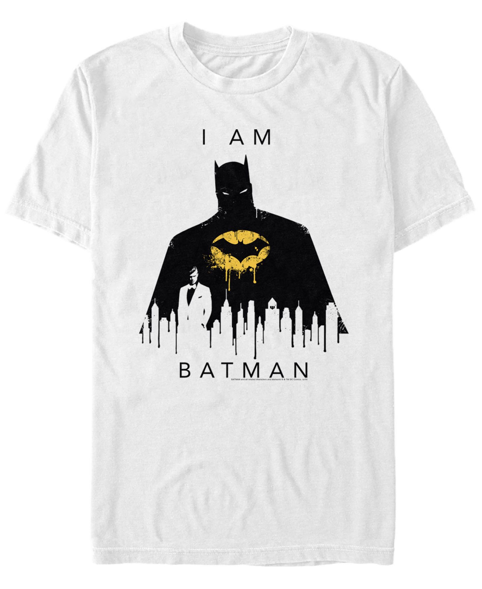 Fifth Sun DC Men's I Am Batman City Silhouette Short Sleeve T-Shirt