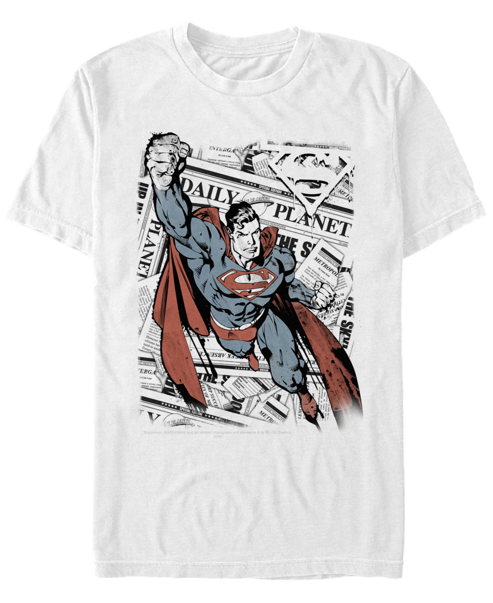 Fifth Sun DC Men's Superman Daily Planet Newspaper Portrait Short Sleeve T-Shirt