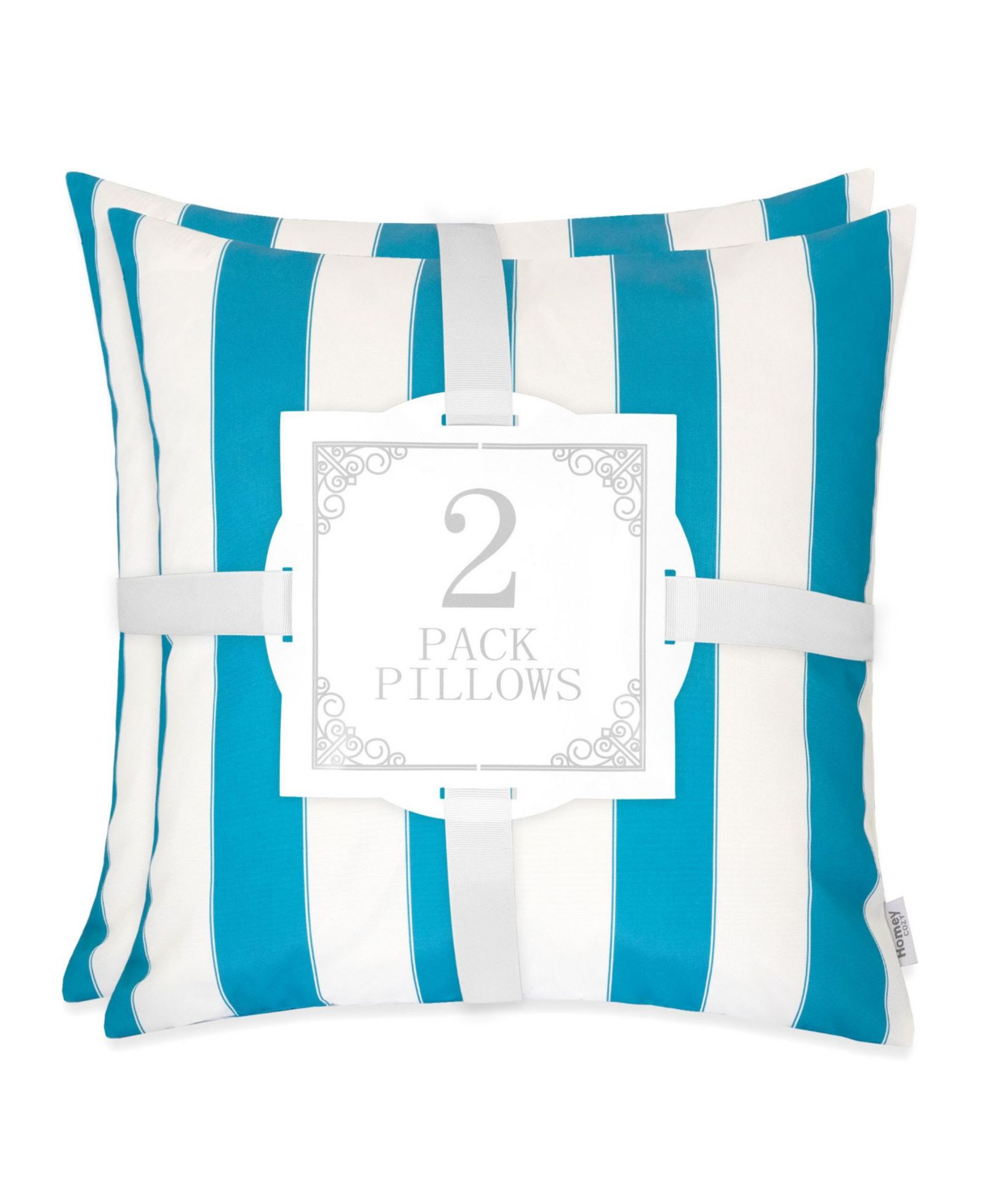 Homey Cozy Olivia Stripe Indoor/Outdoor 2-Pack Decorative Pillows, 20" x 20"