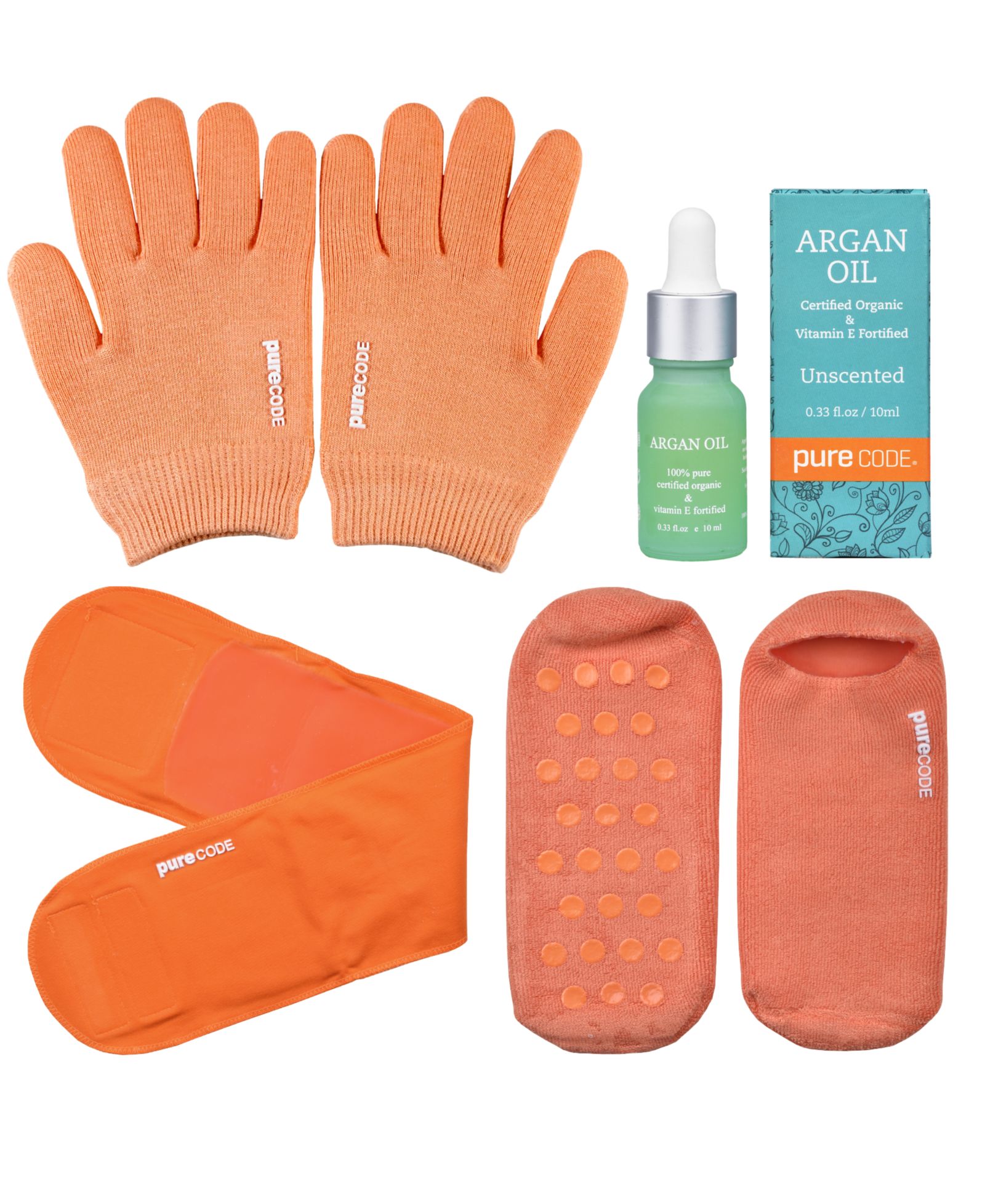 PURECODE Moisturizing Gel Collection With Argan Oil, Gloves S-M, Socks 6-9