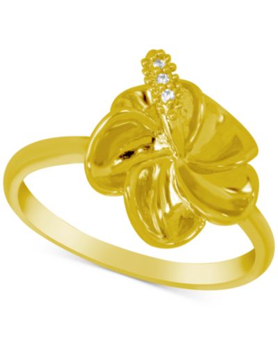 Кольцо Kona Bay Crystal Accent Flower в позолоте