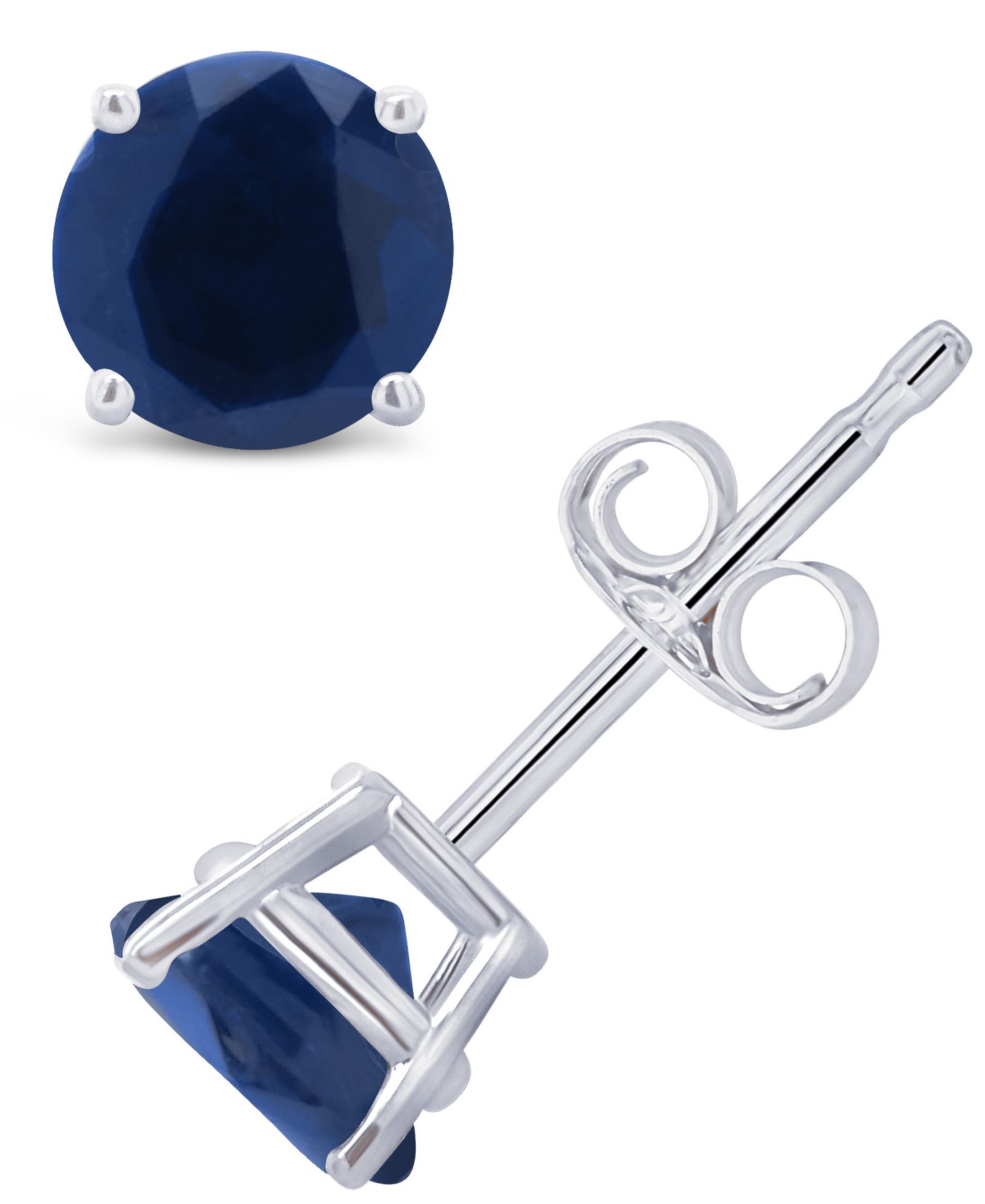 Sapphire (1-1/5 ct. t.w.) Stud Earrings in 14K White Gold. Also Available in 14K Yellow Gold