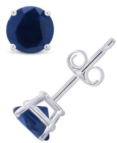 Серьги-гвоздики с сапфиром (1-1/5 ct. t.w.) в белом золоте 14K. Также доступны в желтом золоте 14K