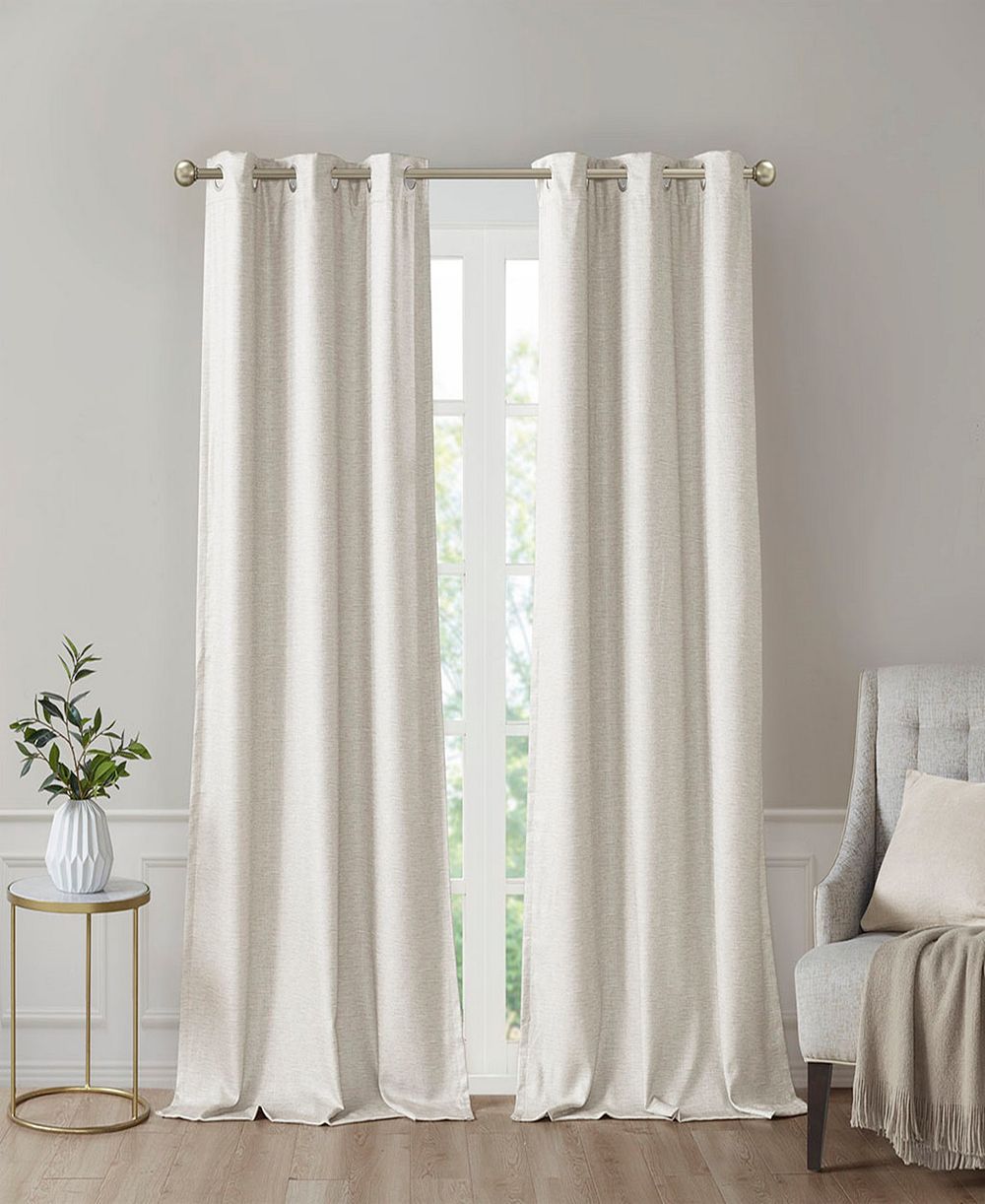 SunSmart Como Tonal Printed Faux Silk Room Darkening Curtain, Grommet Top Design Panels Pair for Living Room, Width 42 length 95 inches 2 panels set