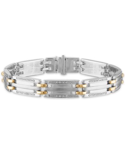 Men's 1/5 Carat Diamond 8 1/2" Bracelet  in 10k gold and Sterling Silver