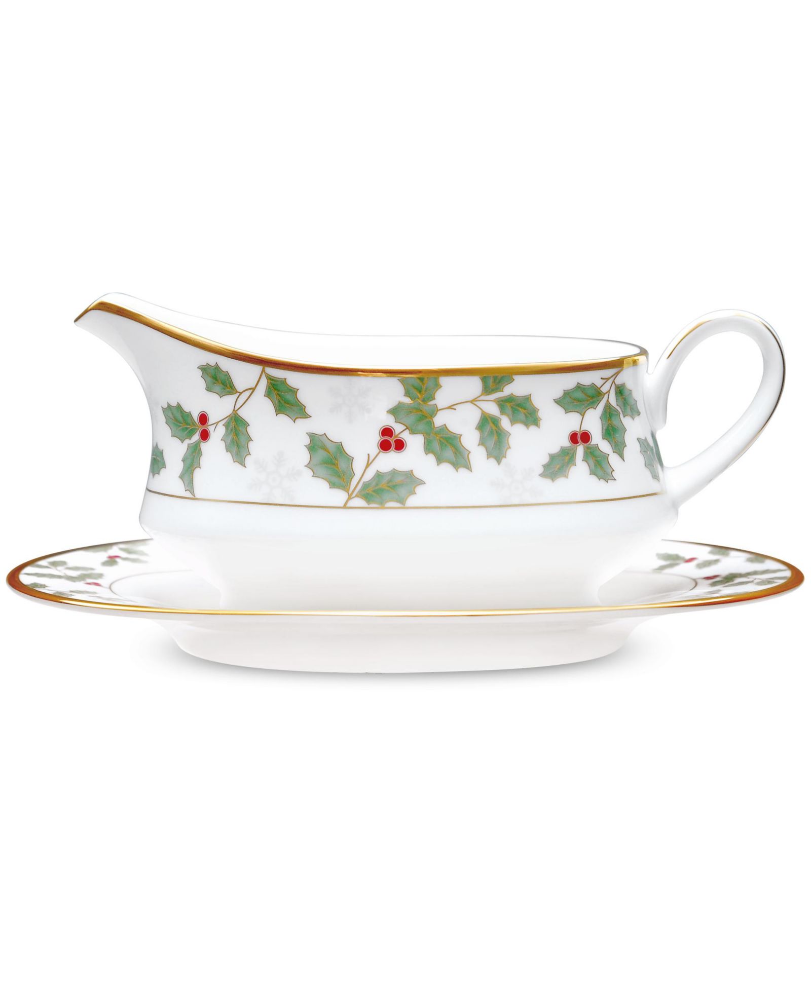 Соусница Noritake Holly & Berry Gold With Tray (2 Pcs), 13 oz.