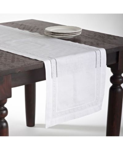Saro Lifestyle Embroidered and Hemstitched Table Runner, 16" x 72"