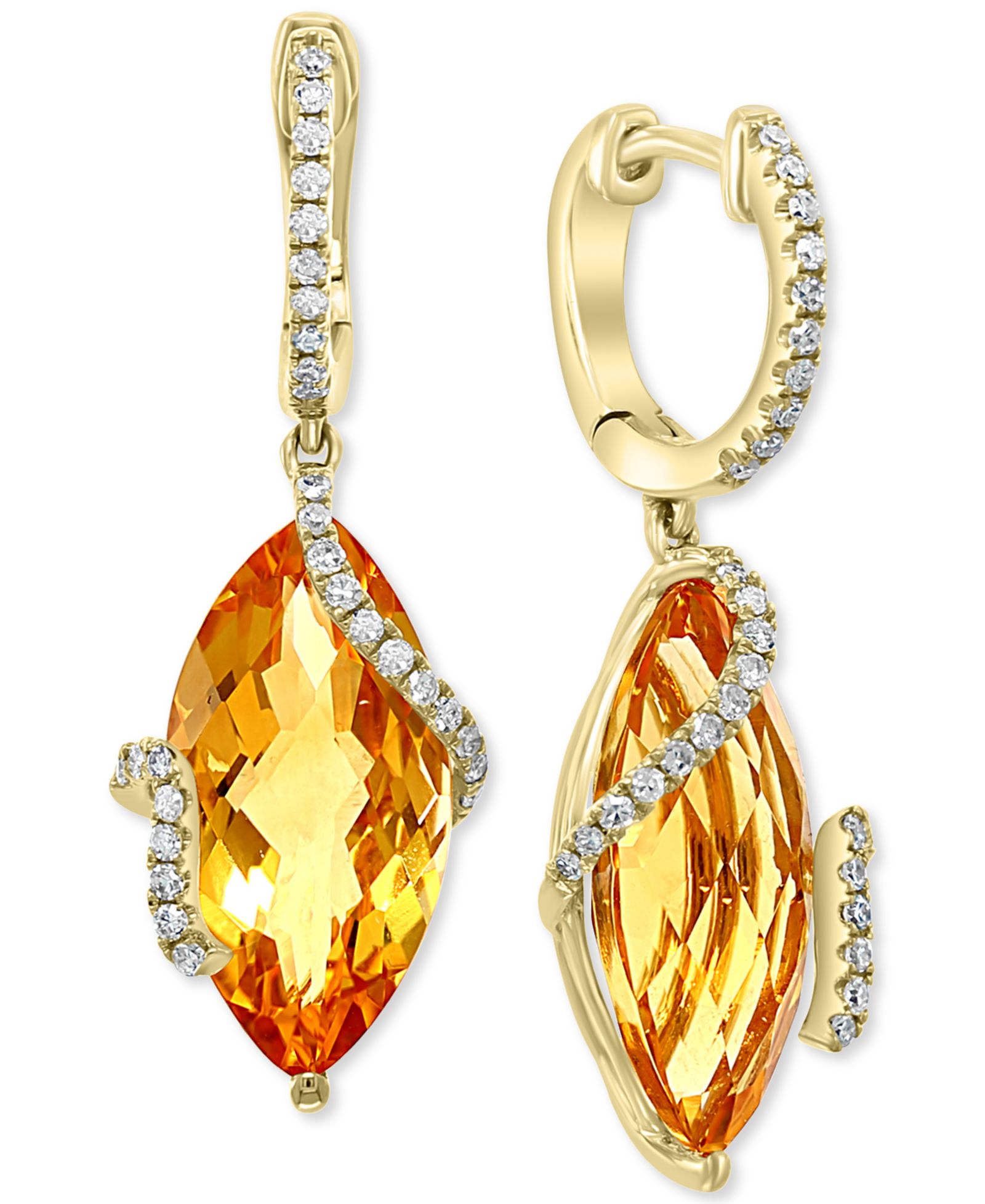 EFFY® Citrine & Diamond Drop Earrings in 14k Gold (Also available in Pink Amethyst, Green Amethyst and London Blue Topaz)