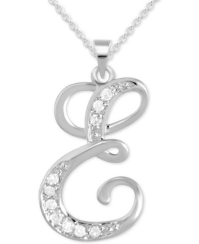 Diamond E подвеска Initial 18" в серебряном покрытии