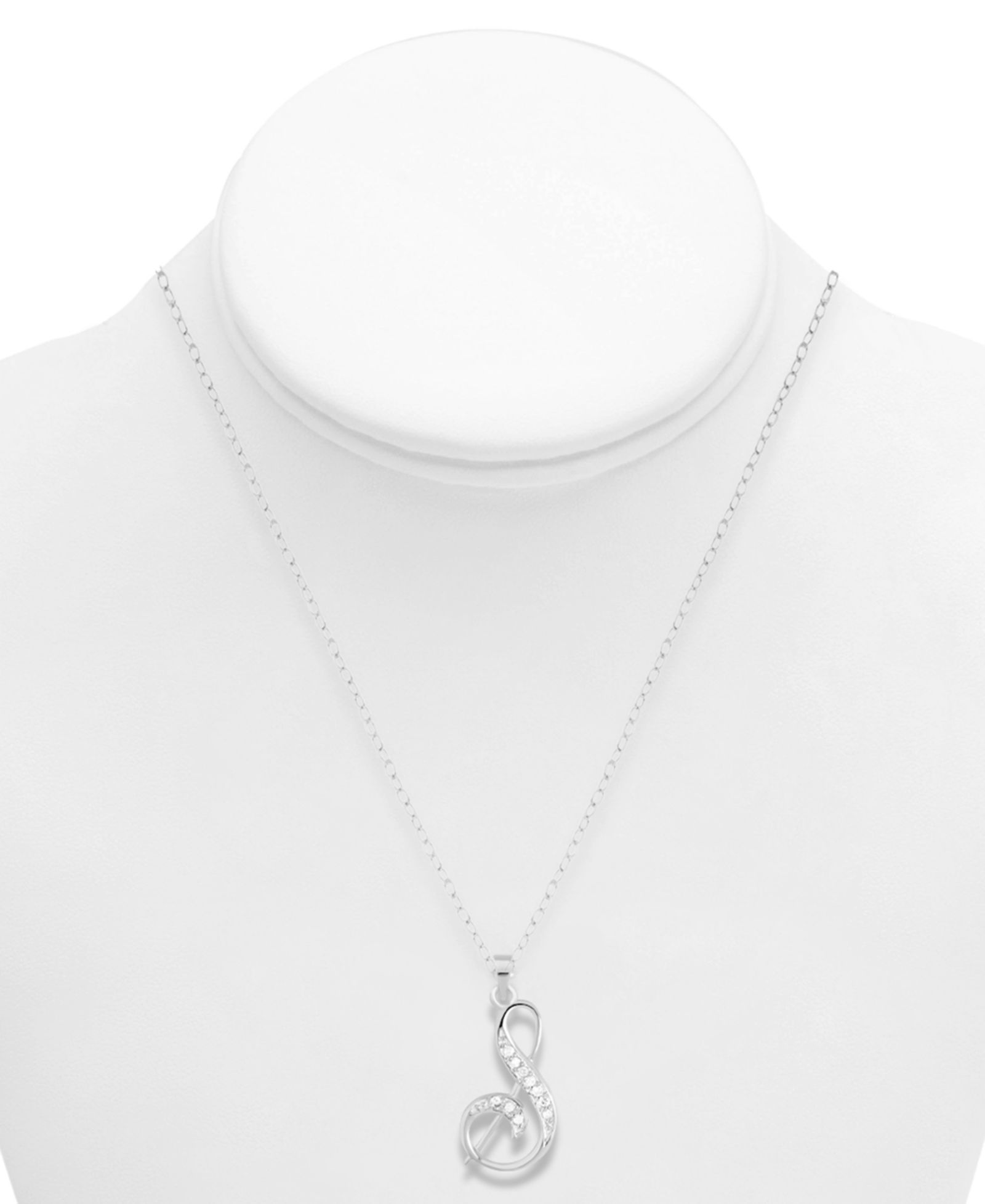 Diamond S Initial 18" Pendant Necklace (1/10 ct. t.w.) in Sterling Silver
