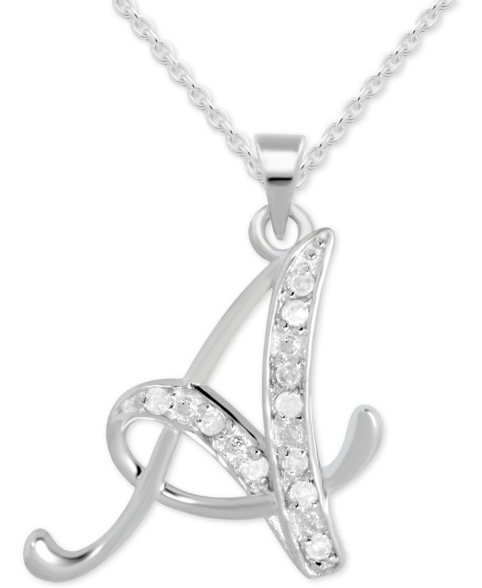 Подвеска-кулон Diamond A Initial 18" из стерлингового серебра