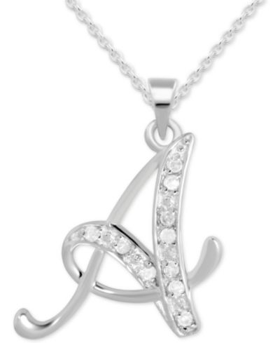 Подвеска-кулон Diamond A Initial 18" из стерлингового серебра