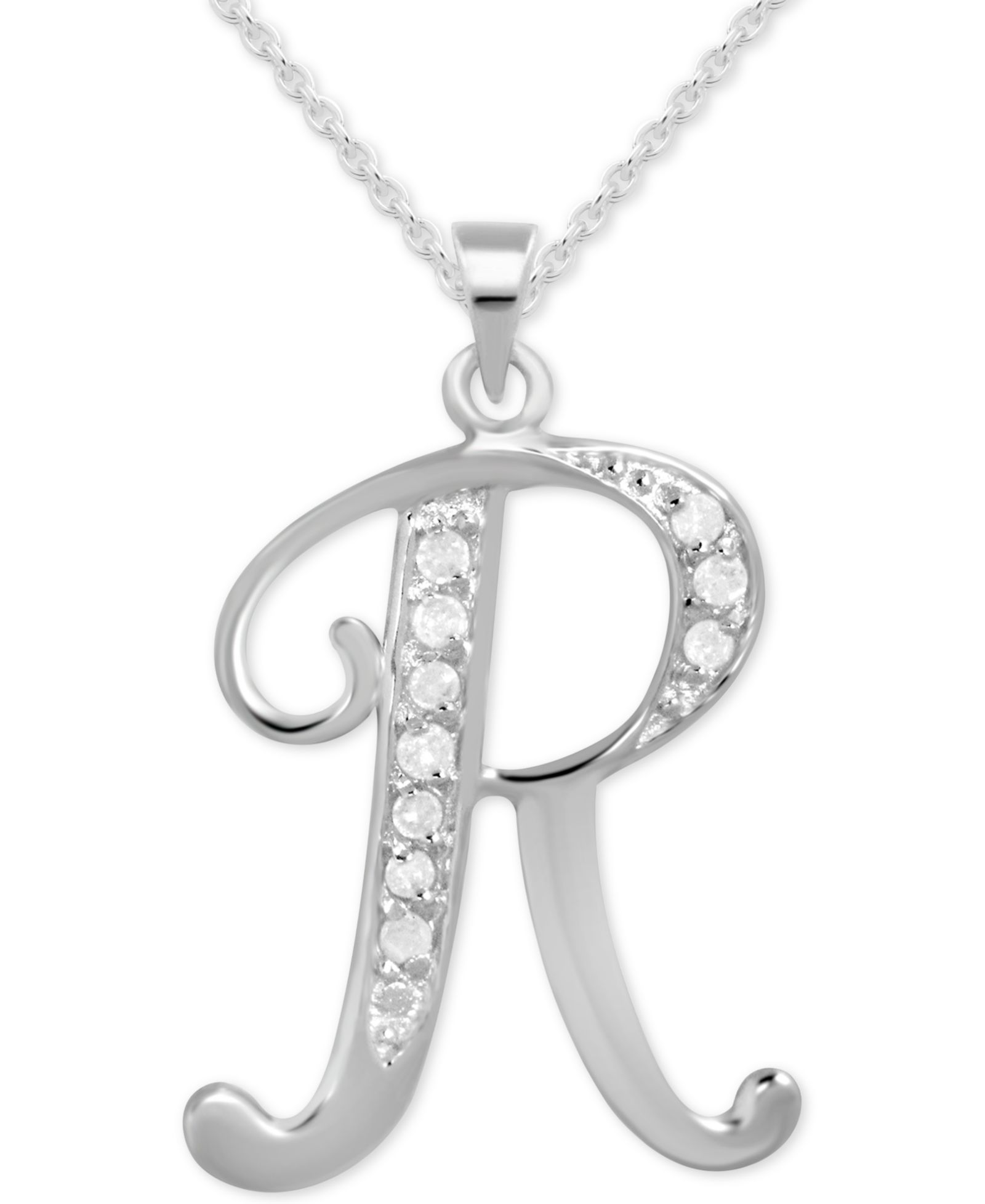 Подвеска-кулон Diamond R Initial 18" в серебряном покрытии