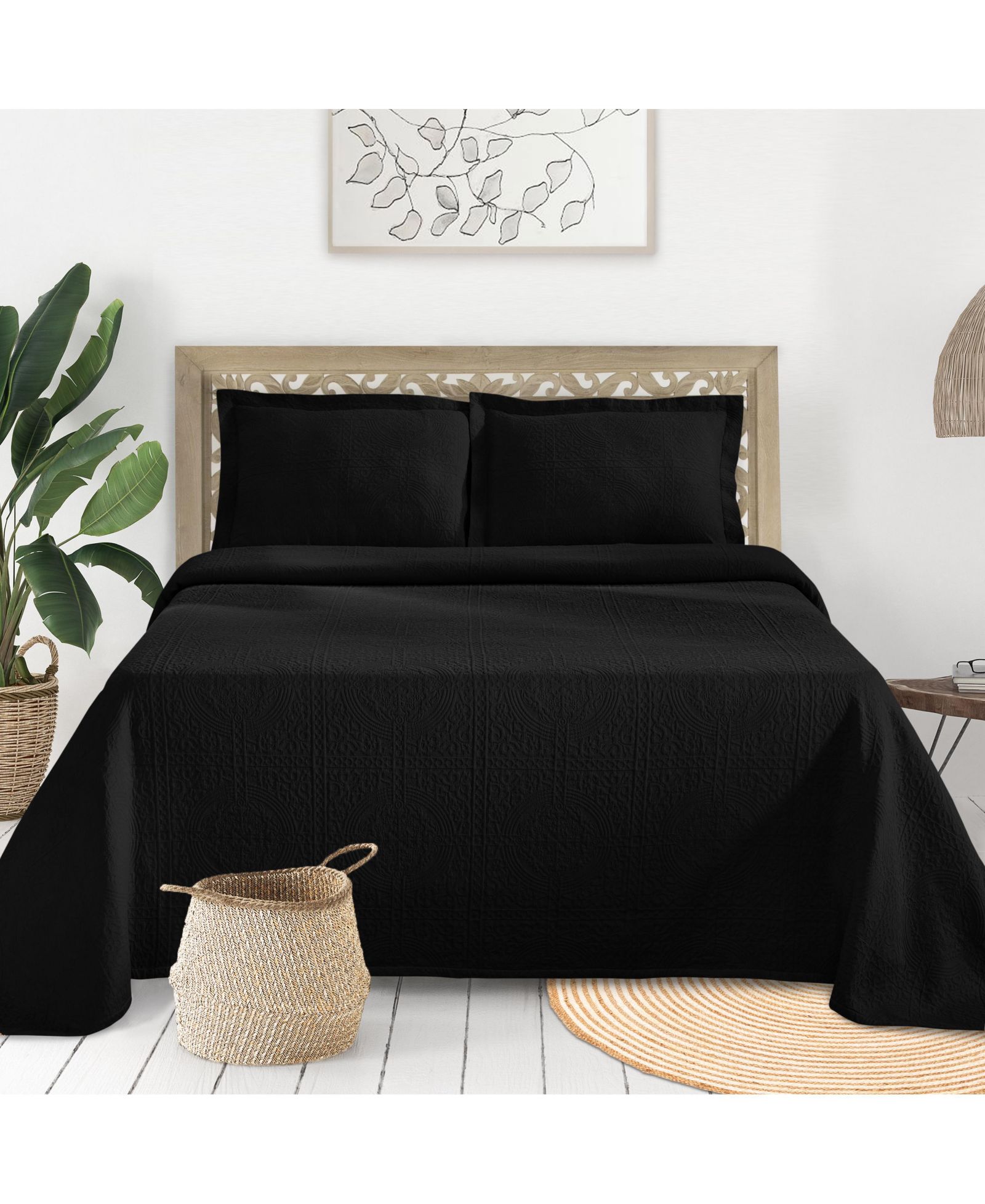 Superior 100% Cotton Fleur De Lis Medallion All-Season 3-Piece Coverlet Set, Queen