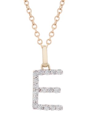 Macy's ожерелье-подвеска с бриллиантовой инициалью (1/10 ct. t.w.) в 14k Gold, 17" + 1" Extender