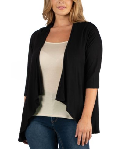 24Seven Comfort Apparel открытый кардиган Plus Size с рукавом длиной до локтя