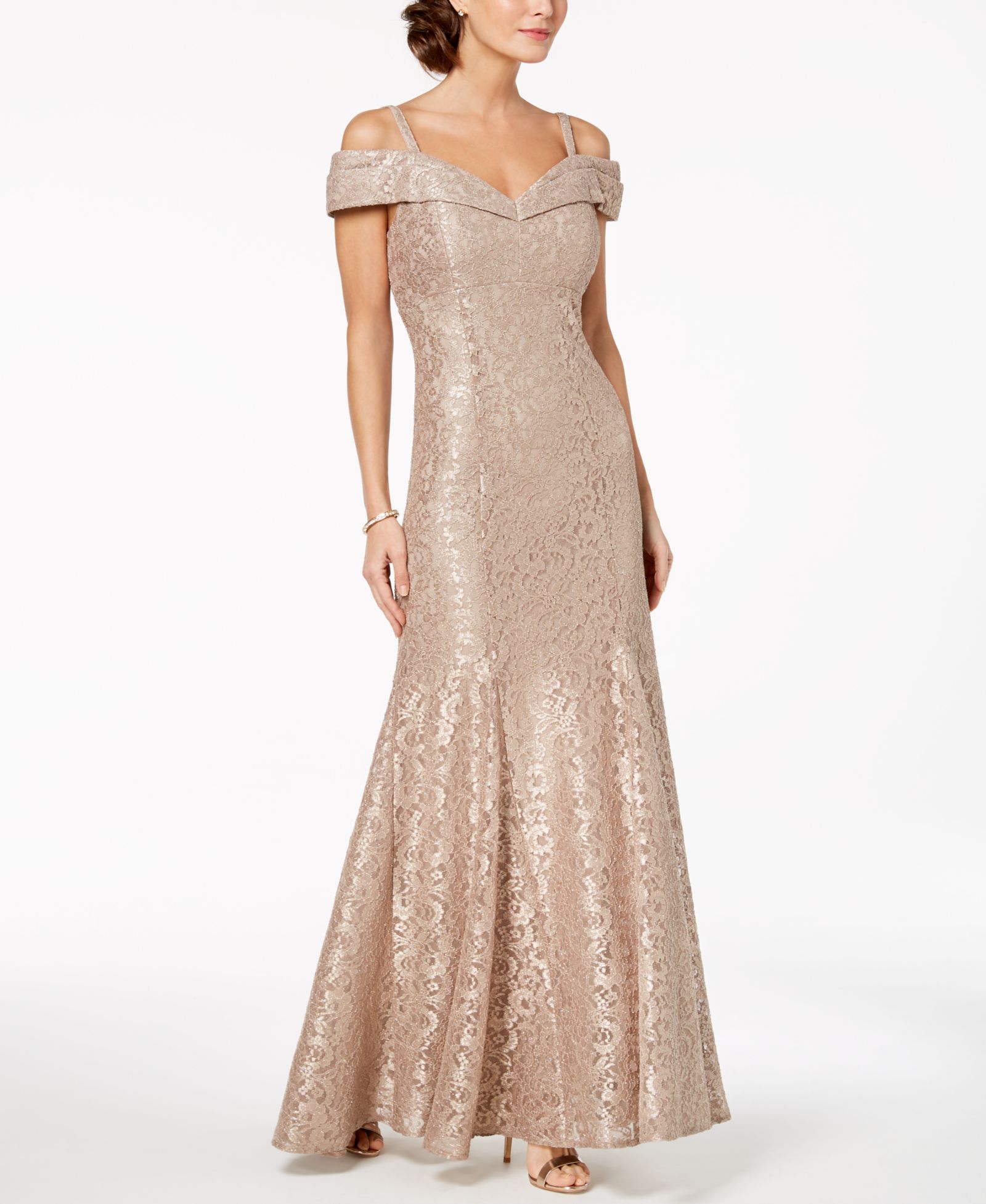 Вечернее платье R & M Richards Off-The-Shoulder Lace Gown