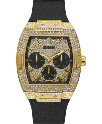 GUESS Men's Black Silicone Flex Strap Watch 51mm