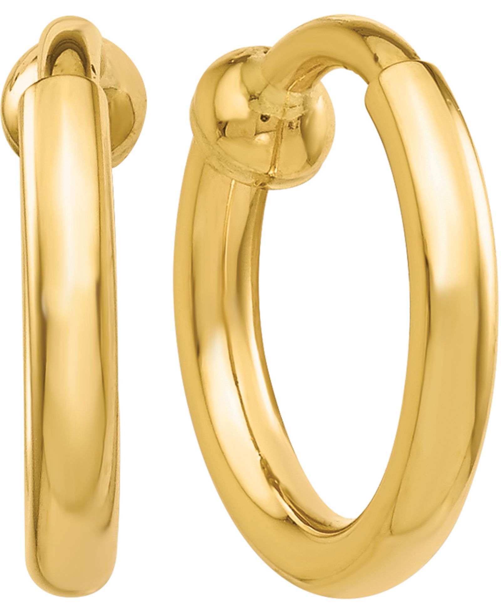 Серьги-кольца Polished Clip-On в золоте 14k
