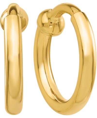 Серьги-кольца Polished Clip-On в золоте 14k