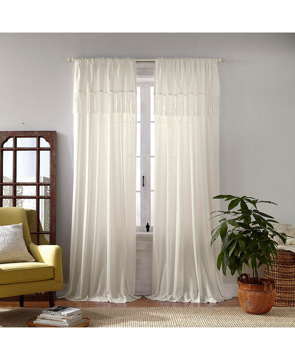 Elrene Home Fashions Calypso MacramA Tassel Semi Sheer Window Curtain
