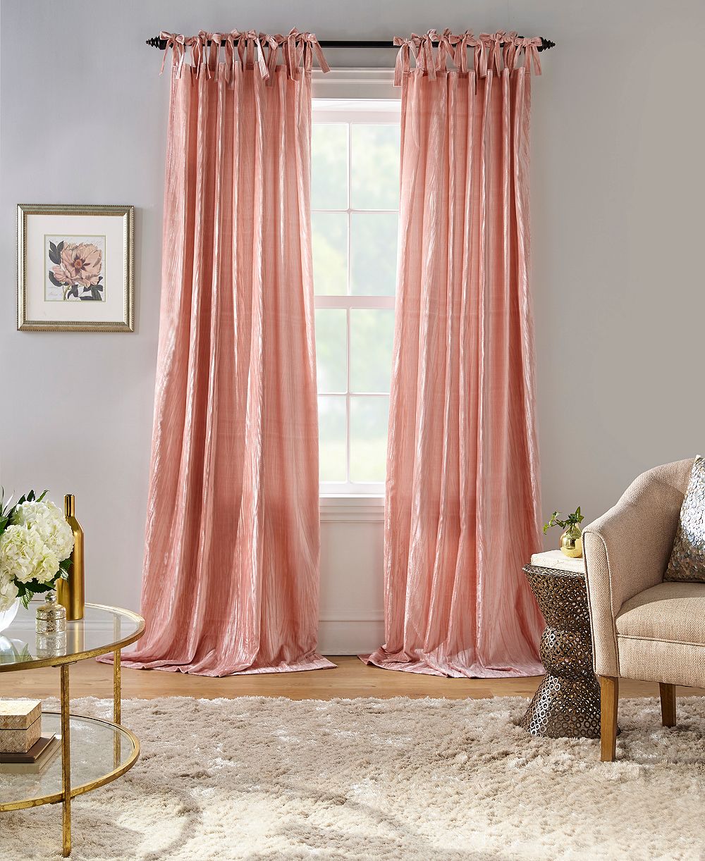 Threadmade Korena Tie-Top Crushed Velvet Window Curtain
