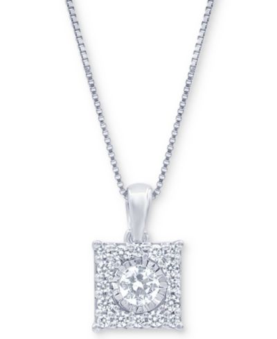 Macy's Подвеска Diamond Square Halo 18" (1/3 ct. t.w.) в 14k White или Yellow Gold