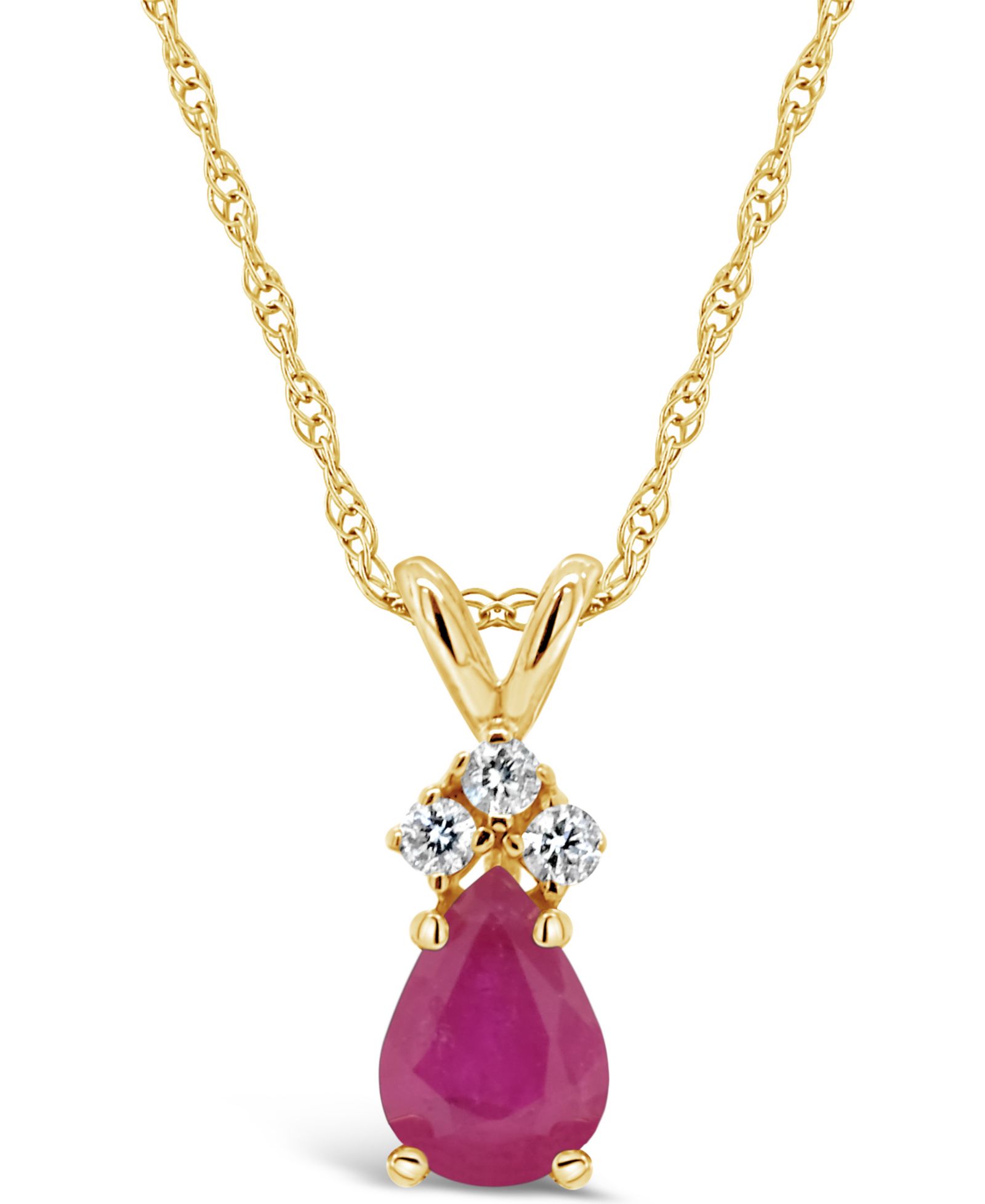 Подвеска с рубином (1/2 ct. t.w.) и бриллиантовыми акцентами в желтом золоте 14k