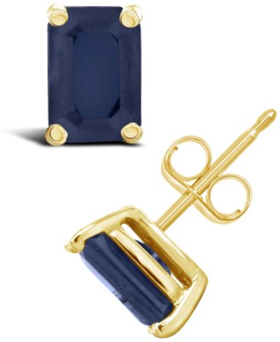Macy's серьги-гвоздики с сапфиром (1-3/8 ct. t.w.) в 14k Yellow Gold