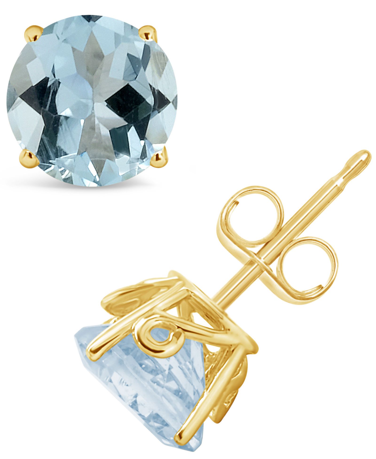 Серьги-гвоздики Aquamarine (2-1/2 ct. t.w.) в золоте 14K Yellow Gold
