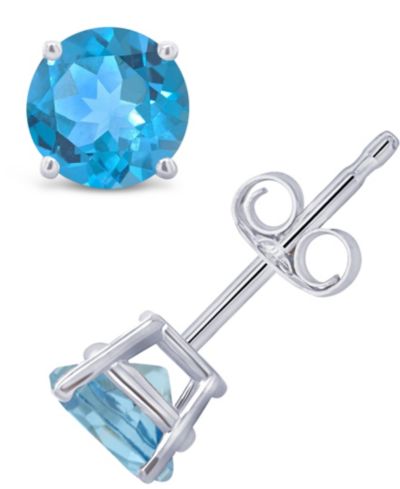 Серьги-гвоздики Macy's Swiss Blue Topaz 1-1/8 ct. t.w. 14K White or Yellow Gold