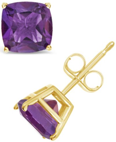 Garnet (3 ct. t.w.) Stud Earrings in 14K Yellow Gold. Also Available in Peridot, Amethyst and Citrine