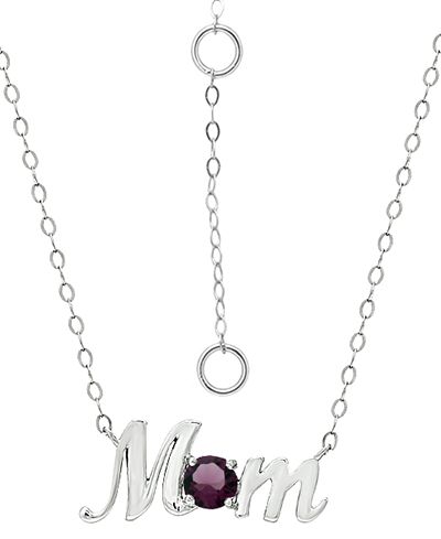 Giani Bernini Crystal Birth Month "Mom" Pendant Necklace  in Sterling Silver, 16" + 2" extender, Created for Macy's