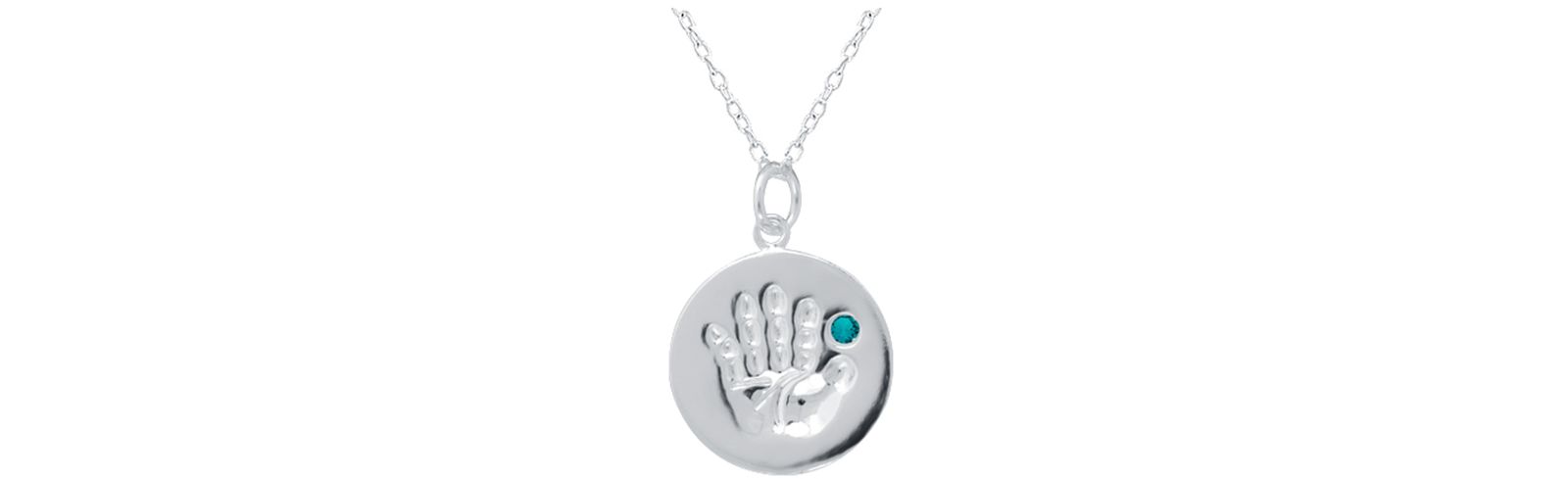 Giani Bernini Crystal Birth Month "Handprint" Disc 18" Pendant in Sterling Silver, Created for Macy's